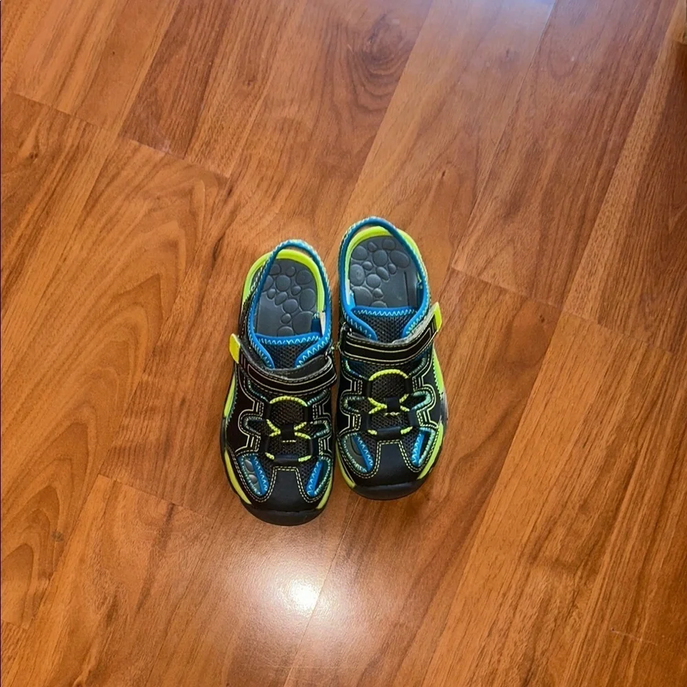 Wonder Nation Black and Neon Green Kids' Sneakers